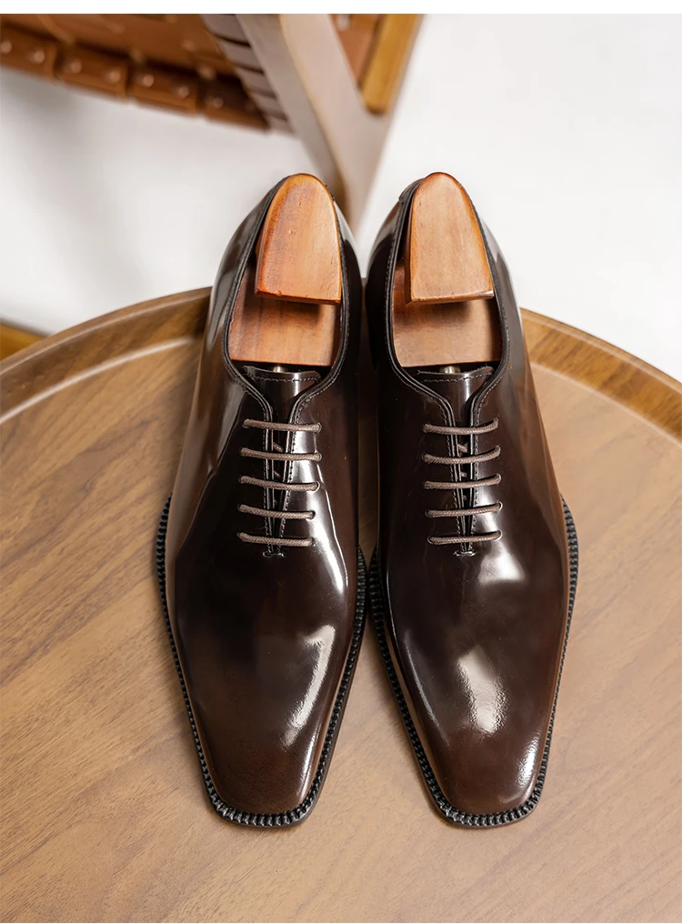 2025 Hanmce New High Quality Men's Dress Suit Cow Genuine Leather Oxfords Shoes With Free Shipping Hot