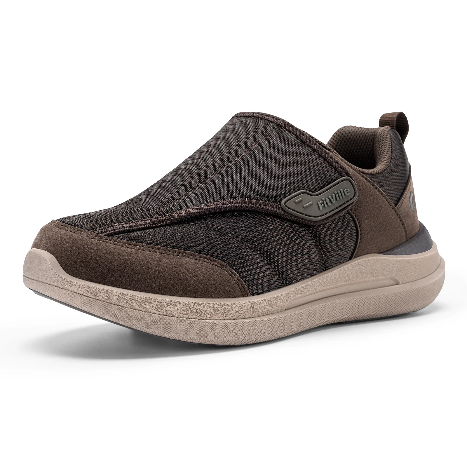 Fitville Men'S Diabetic Shoes Casual Orthopedics Extra Wide Feet Swollen Slip-On Shoes For Elderly Foot Pain Relief Neuropathy