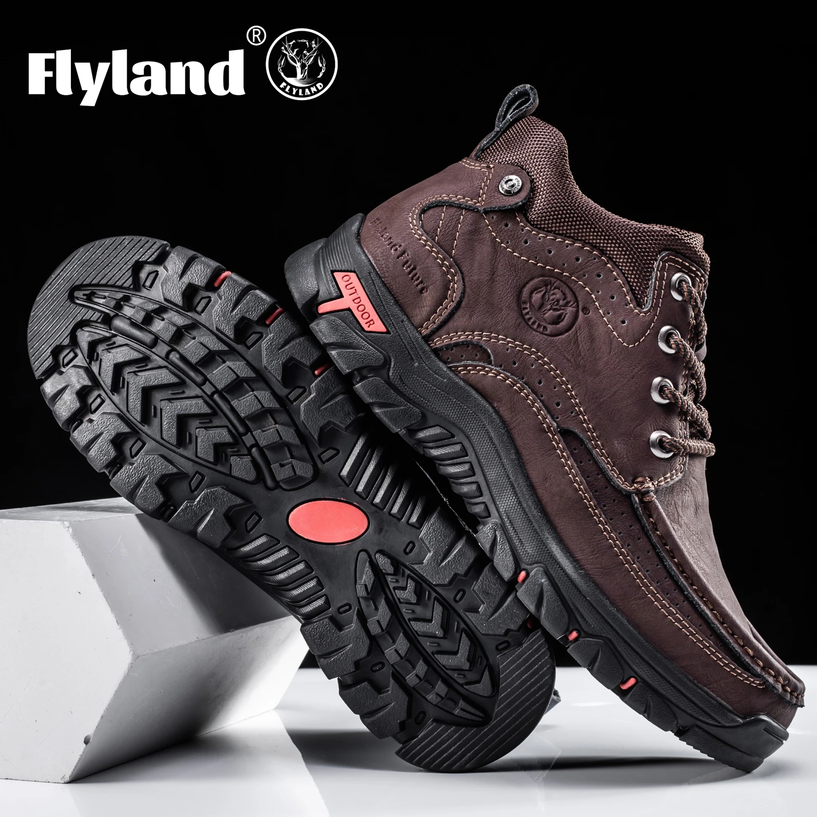 FLYLAND Men's Chukka Boots Casual Leather Shoes Fashion Vintage Handmade Male Sneakers