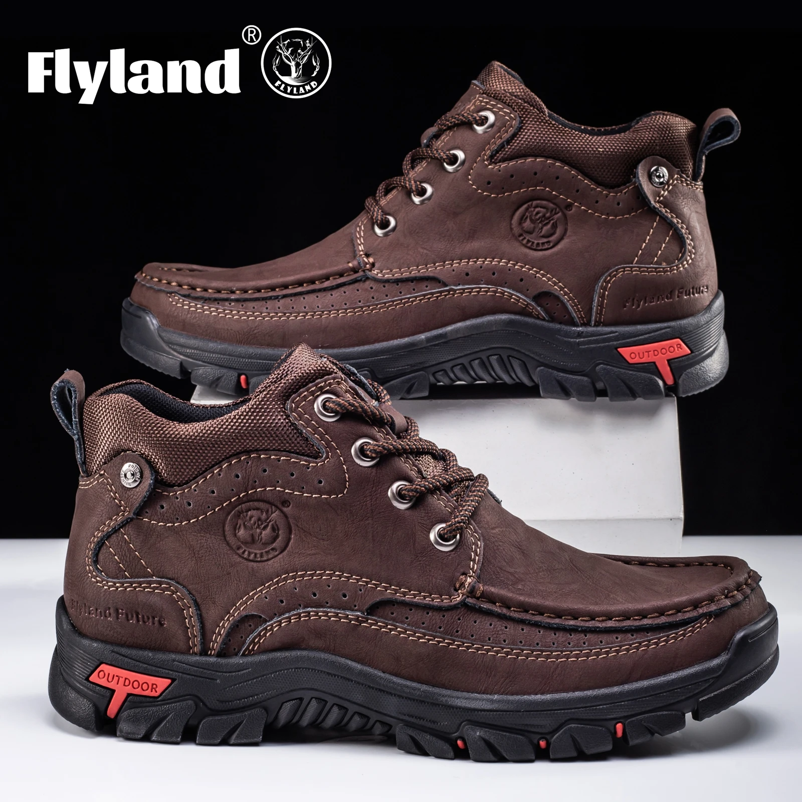 FLYLAND Men's Chukka Boots Casual Leather Shoes Fashion Vintage Handmade Male Sneakers