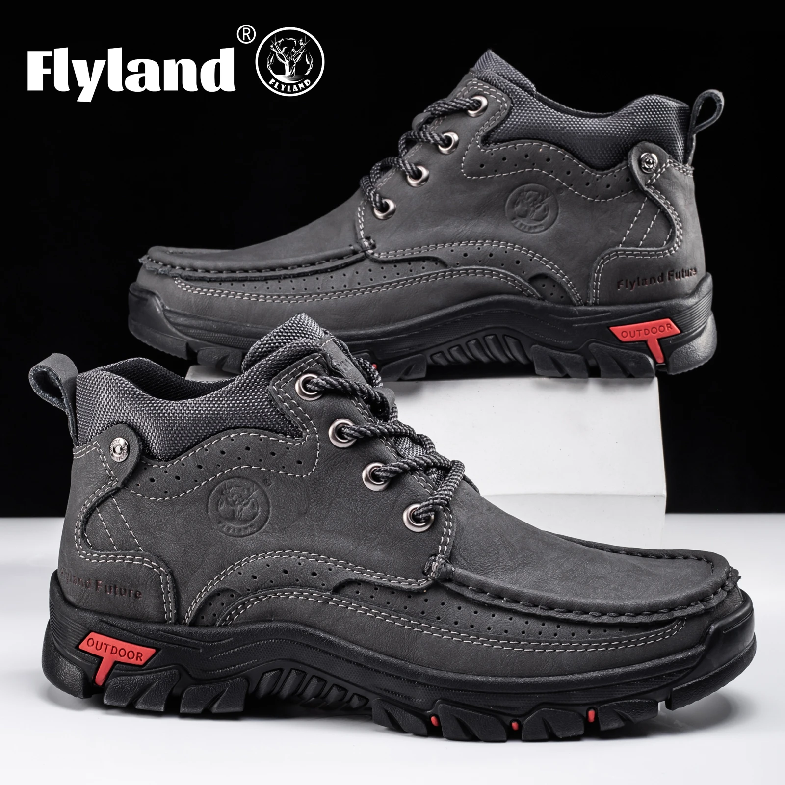 FLYLAND Men's Chukka Boots Casual Leather Shoes Fashion Vintage Handmade Male Sneakers