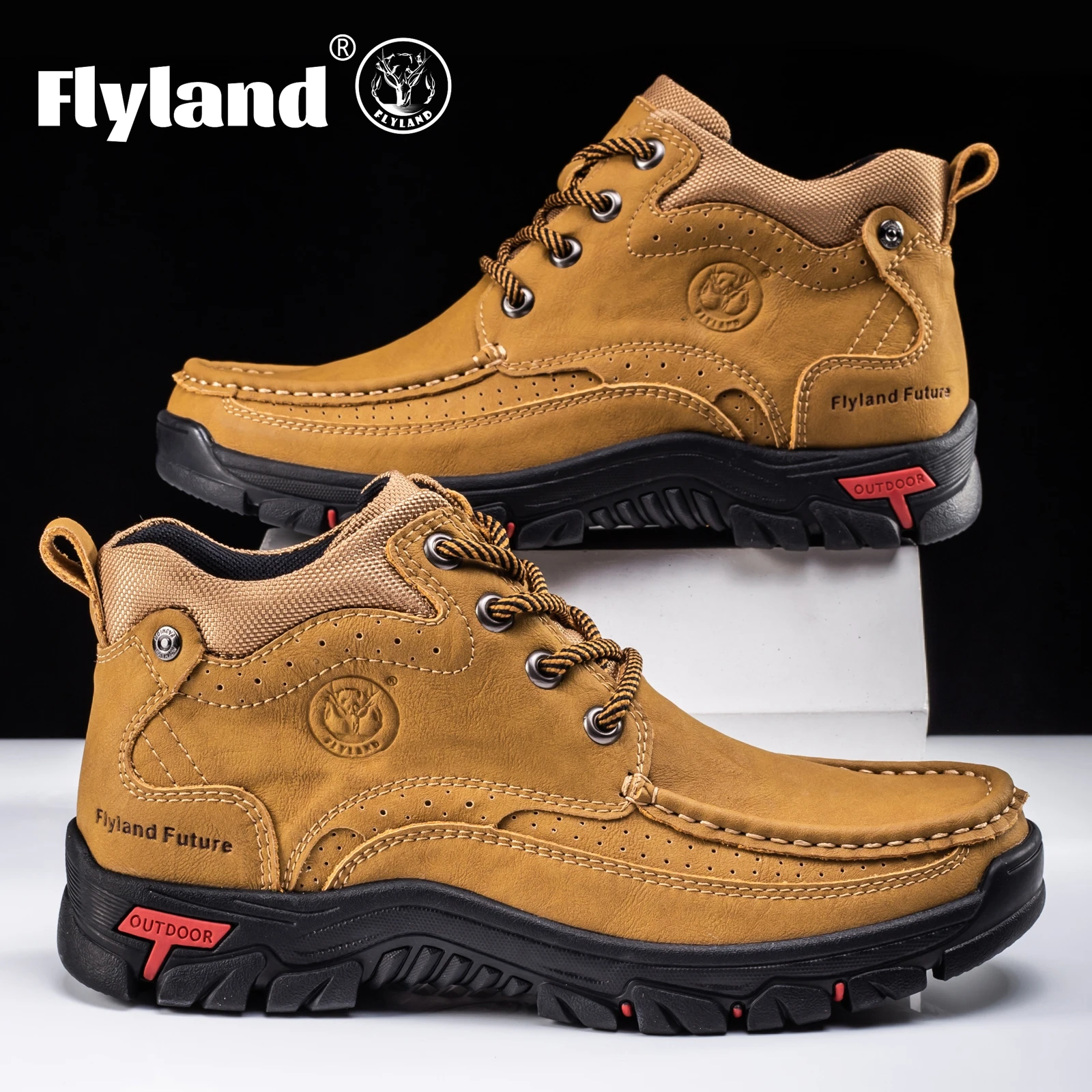 FLYLAND Men's Chukka Boots Casual Leather Shoes Fashion Vintage Handmade Male Sneakers