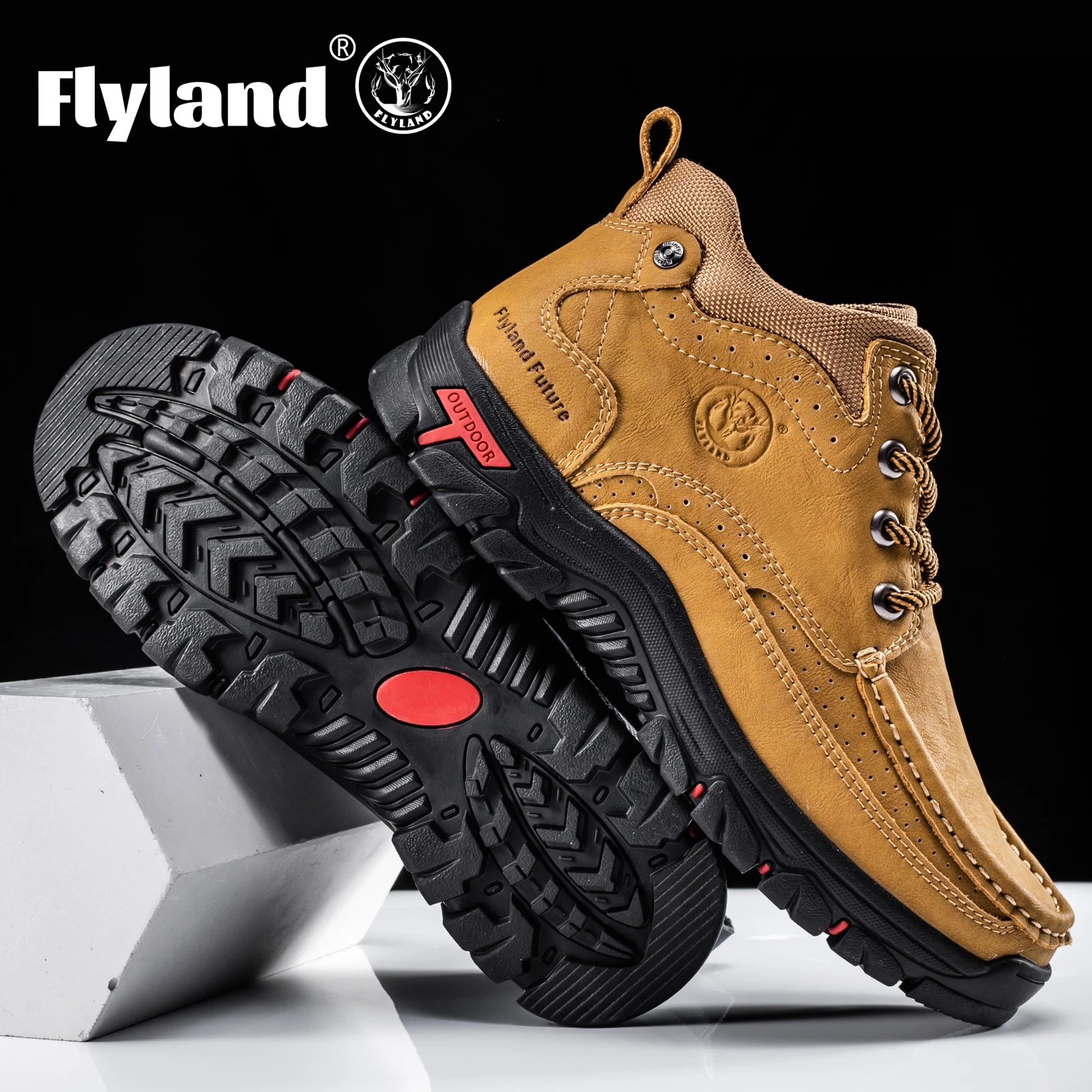 FLYLAND Men's Chukka Boots Casual Leather Shoes Fashion Vintage Handmade Male Sneakers