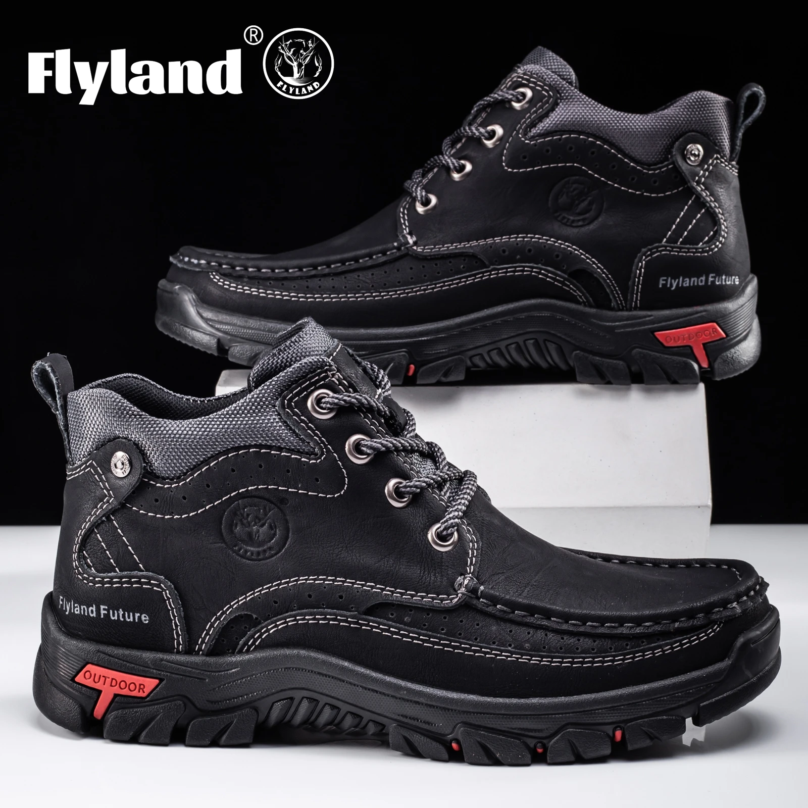 FLYLAND Men's Chukka Boots Casual Leather Shoes Fashion Vintage Handmade Male Sneakers