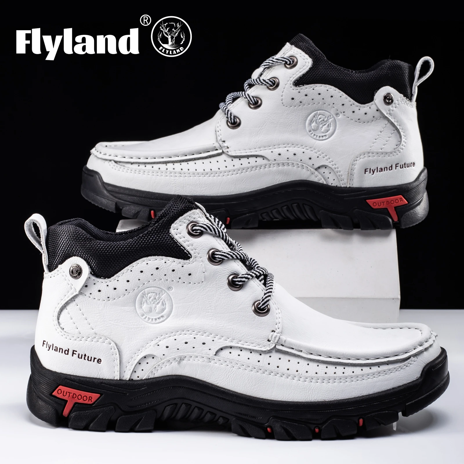 FLYLAND Men's Chukka Boots Casual Leather Shoes Fashion Vintage Handmade Male Sneakers