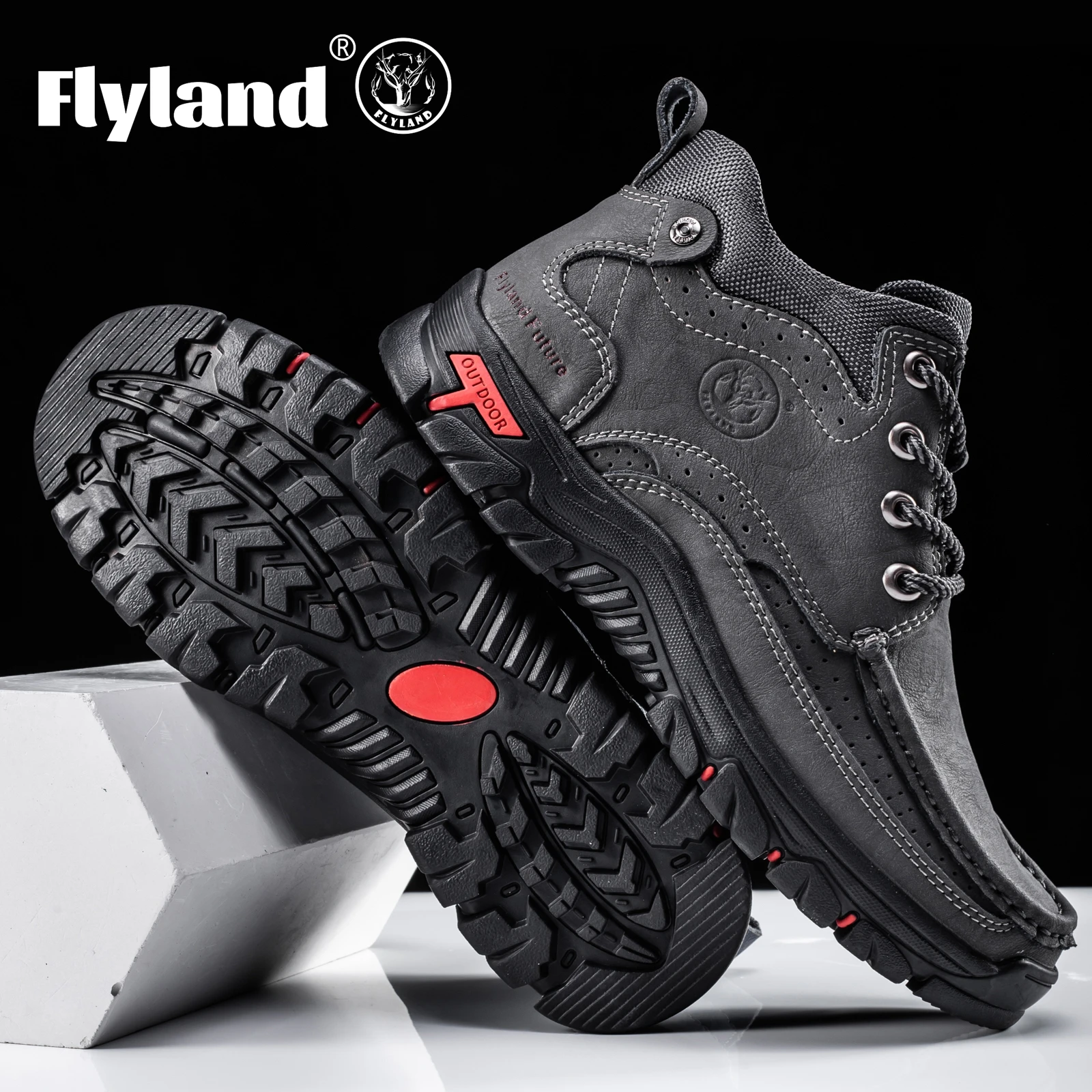FLYLAND Men's Chukka Boots Casual Leather Shoes Fashion Vintage Handmade Male Sneakers