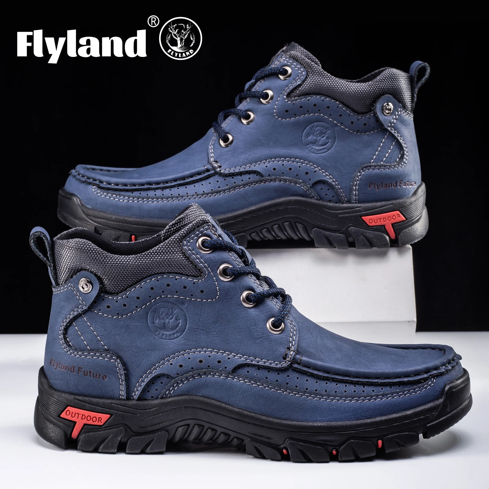 FLYLAND Men's Chukka Boots Casual Leather Shoes Fashion Vintage Handmade Male Sneakers