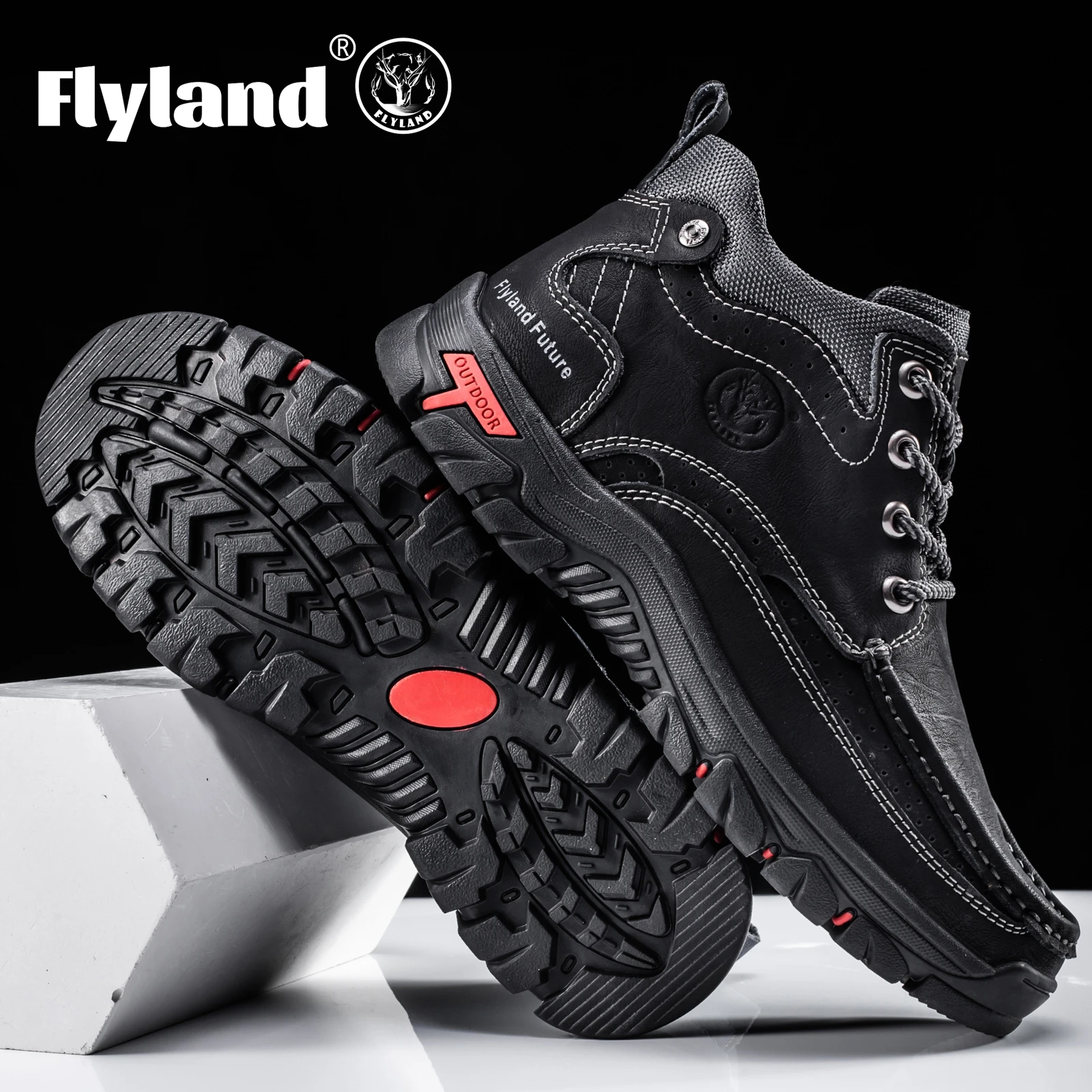 FLYLAND Men's Chukka Boots Casual Leather Shoes Fashion Vintage Handmade Male Sneakers