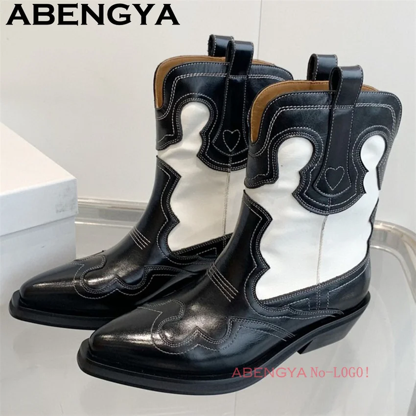 Classic Knee High Cowboy Knight Boots Women Multicolour Quality Real Leather Pointy Toe Chelsea Boots Winter Fashion Week Boots