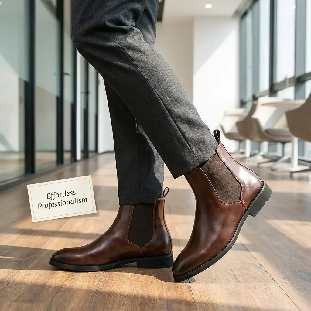 2026 Hot Selling Calf Leather Chelsea Boots British Men Winter Shoes in Stock Genuine Leather Outdoor Horse Riding Western Boots