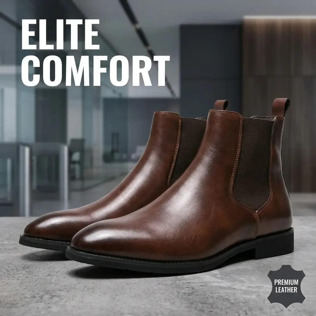 2026 Hot Selling Calf Leather Chelsea Boots British Men Winter Shoes in Stock Genuine Leather Outdoor Horse Riding Western Boots