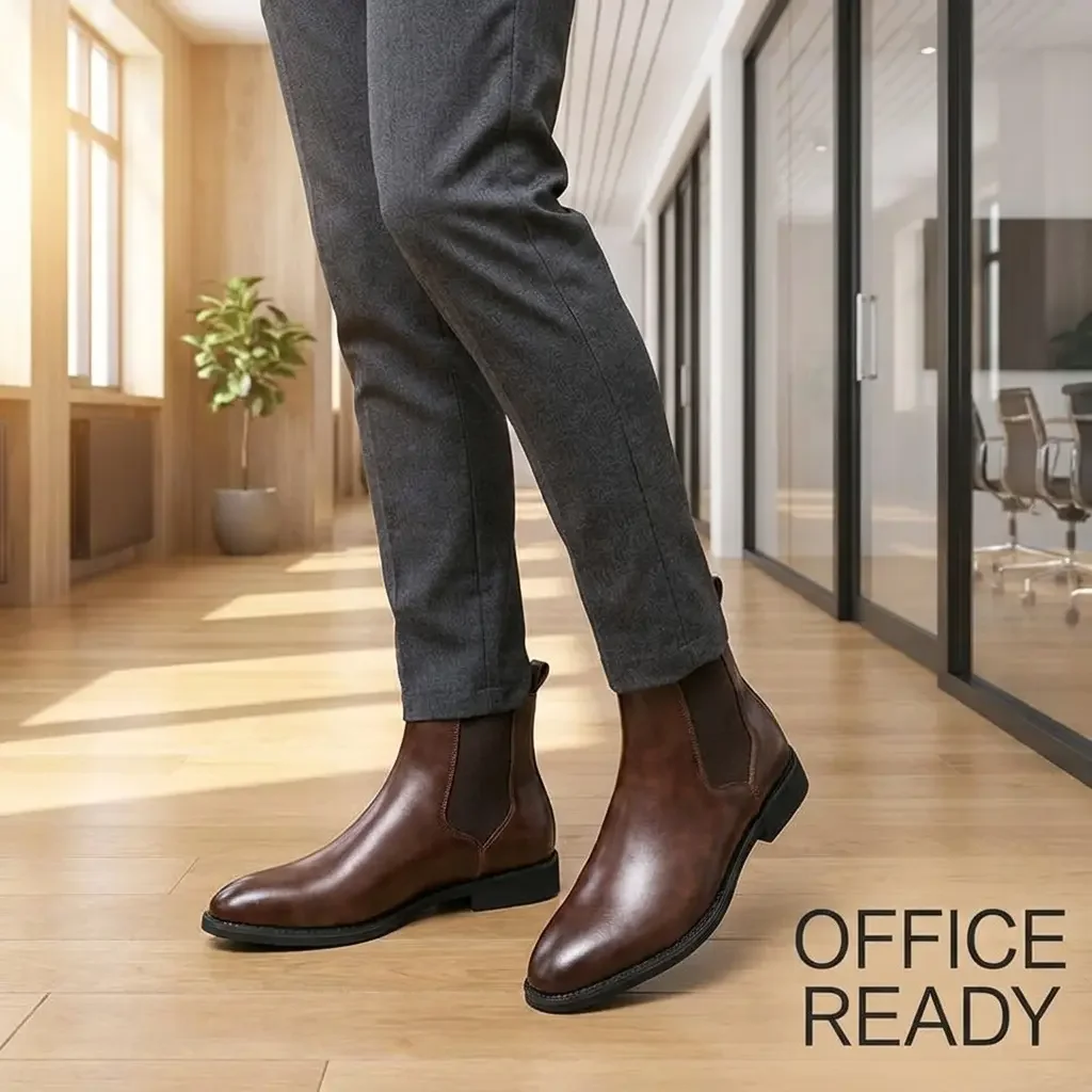 2026 Hot Selling Calf Leather Chelsea Boots British Men Winter Shoes in Stock Genuine Leather Outdoor Horse Riding Western Boots