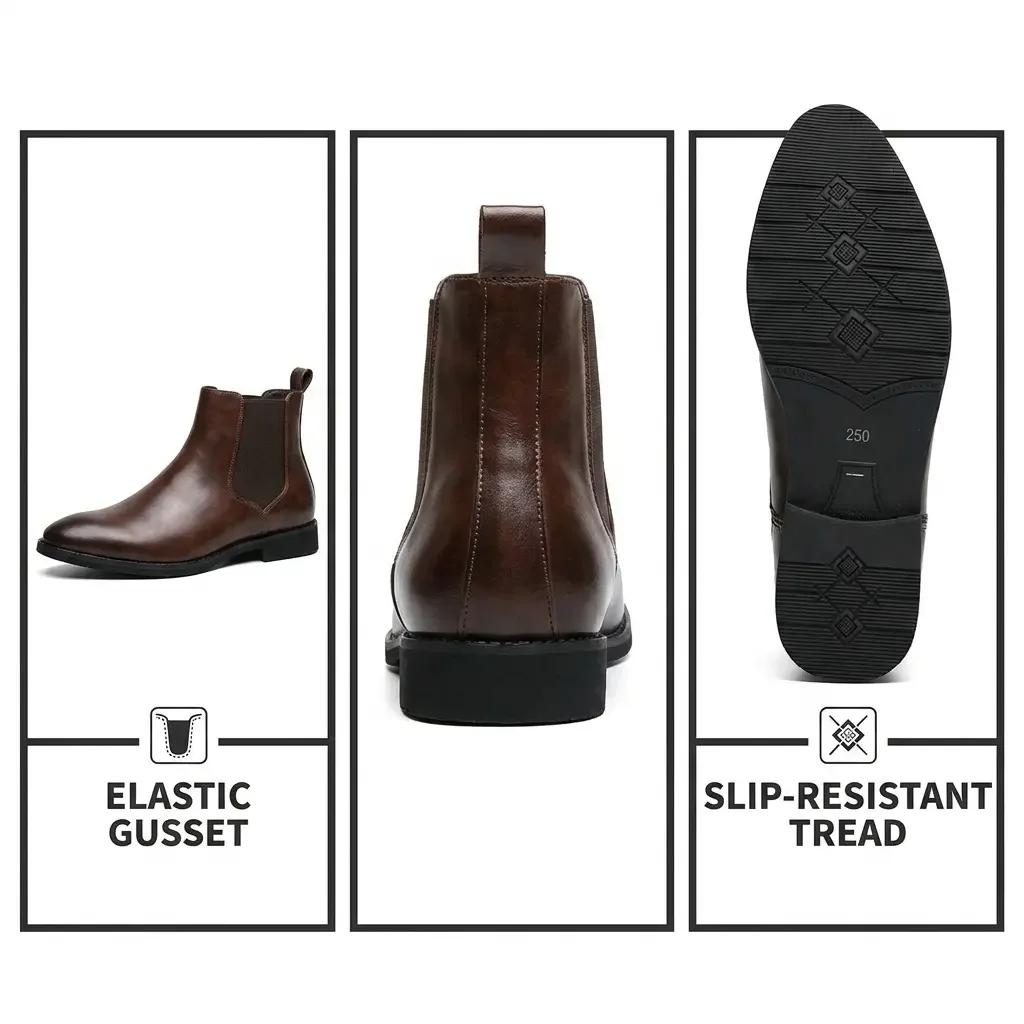 2026 Hot Selling Calf Leather Chelsea Boots British Men Winter Shoes in Stock Genuine Leather Outdoor Horse Riding Western Boots