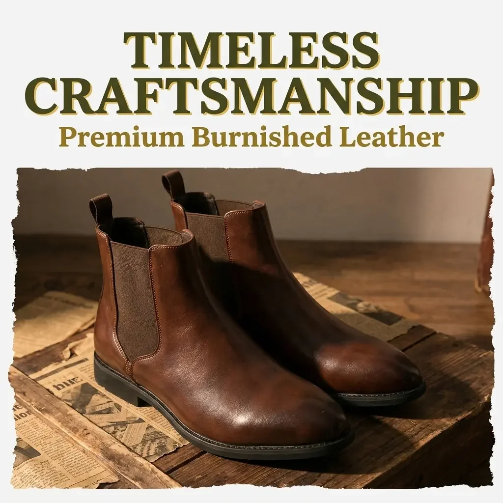 2026 Hot Selling Calf Leather Chelsea Boots British Men Winter Shoes in Stock Genuine Leather Outdoor Horse Riding Western Boots