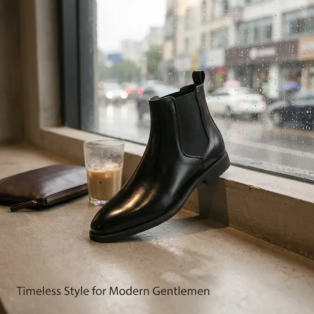 2026 Hot Selling Calf Leather Chelsea Boots British Men Winter Shoes in Stock Genuine Leather Outdoor Horse Riding Western Boots