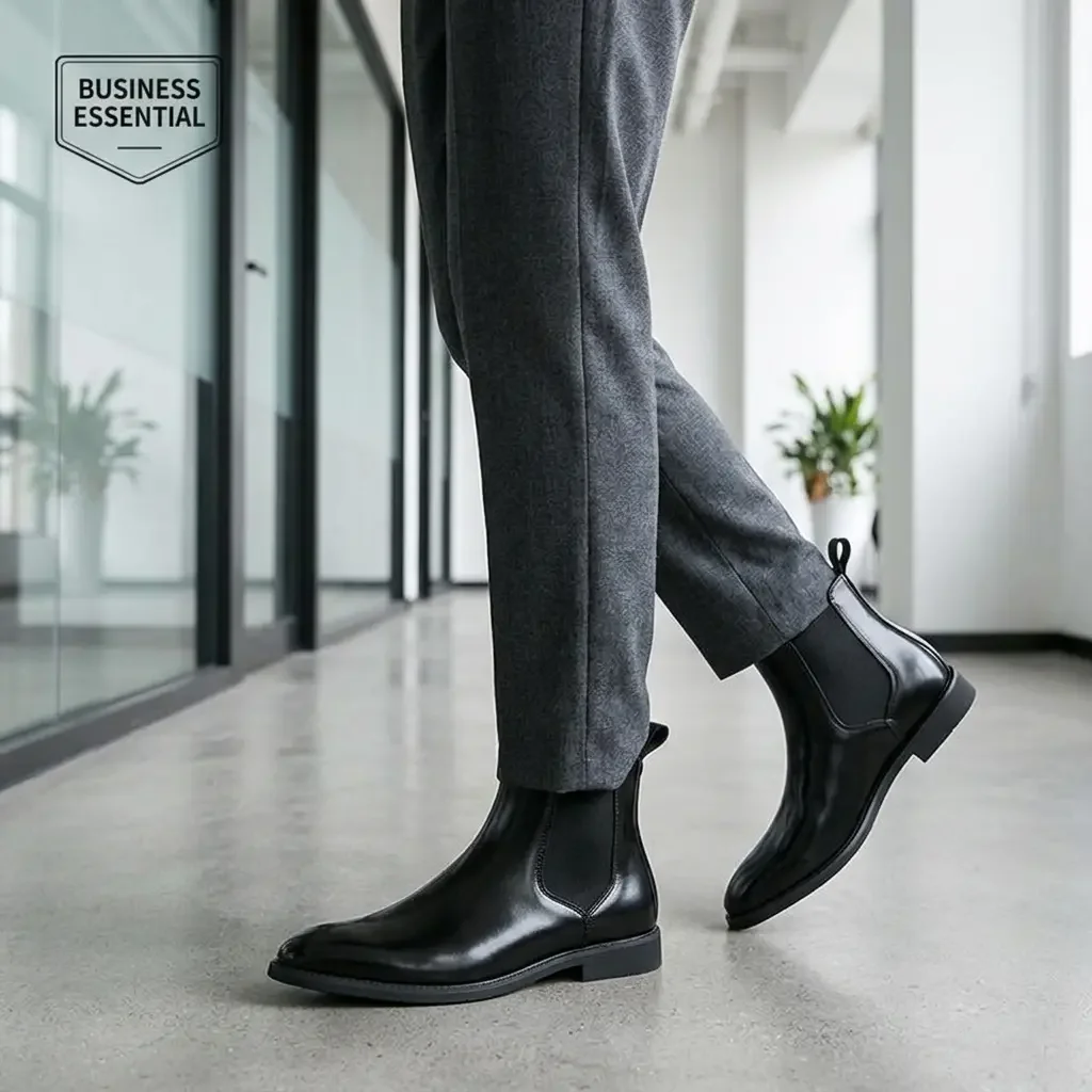 2026 Hot Selling Calf Leather Chelsea Boots British Men Winter Shoes in Stock Genuine Leather Outdoor Horse Riding Western Boots