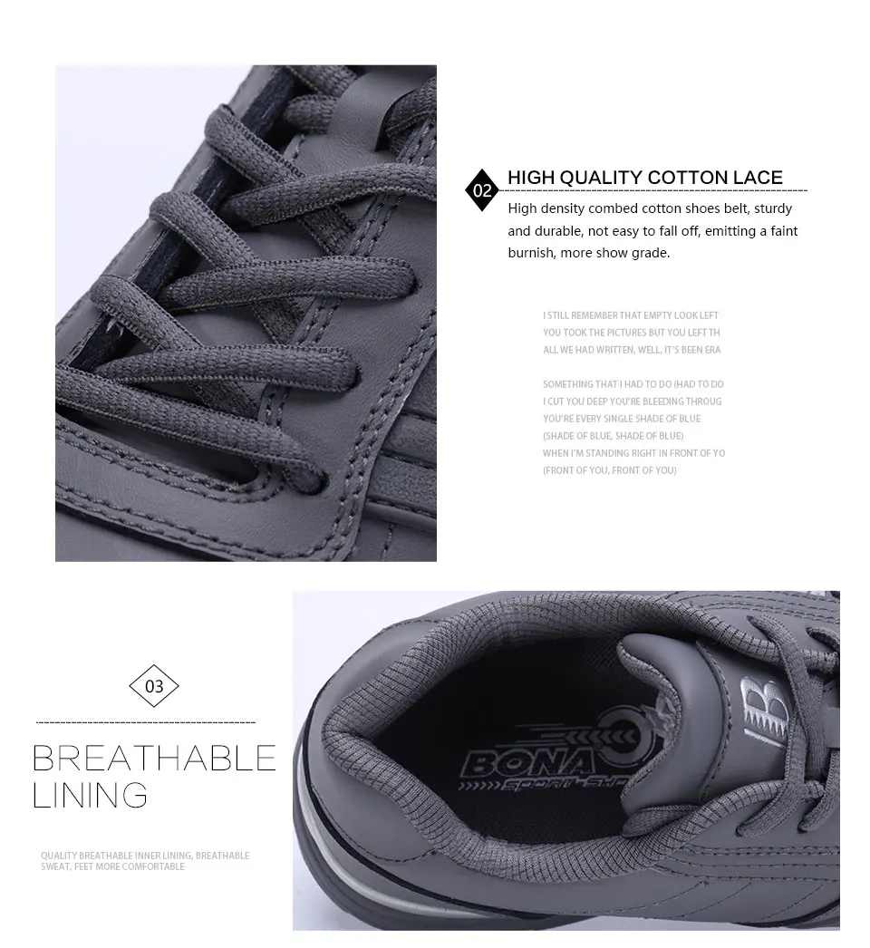 BONA New Popular Style Men Casual Shoes Lace Up Comfortable Shoes Men Soft Lightweight Outsole Hombre