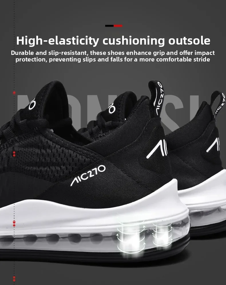 Men Air Cushion Casual Sneakers Summer Breathable Mesh Shock Absorbing Sports Shoes Non Slip Wear ResistantAthletic Footwear