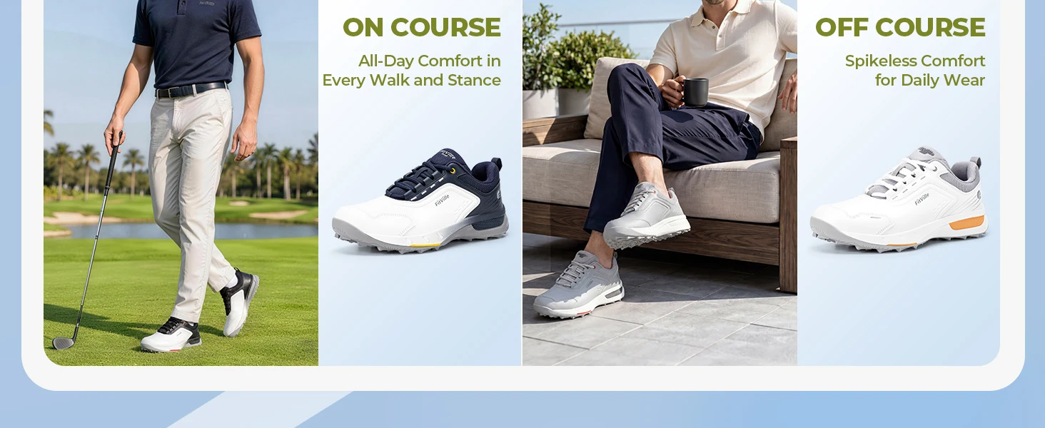 FitVille Wide Width Spikeless Golf Shoes For Men Water Resistant Non Slip Lightweight Professional Outdoor Golf Course Footwear