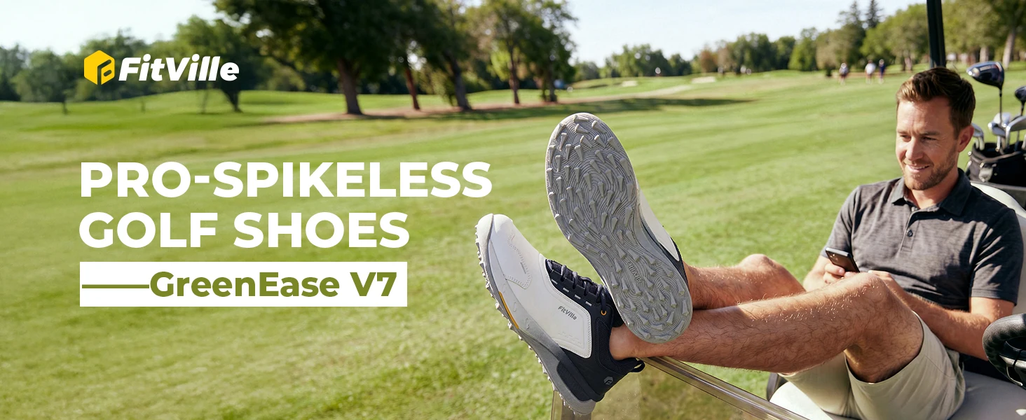 FitVille Wide Width Spikeless Golf Shoes For Men Water Resistant Non Slip Lightweight Professional Outdoor Golf Course Footwear