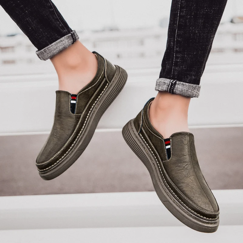 Spring Outdoor Oxford Shoes Comfortable Massage Soles Casual Shoes Men's Loafers High Quality Flat Sole Genuine Leather Shoes