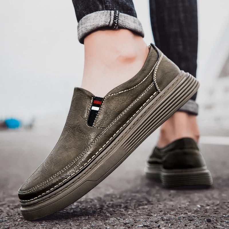 Spring Outdoor Oxford Shoes Comfortable Massage Soles Casual Shoes Men's Loafers High Quality Flat Sole Genuine Leather Shoes