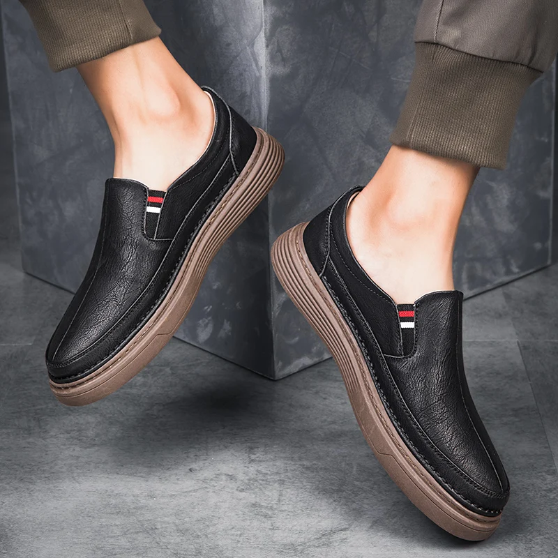 Spring Outdoor Oxford Shoes Comfortable Massage Soles Casual Shoes Men's Loafers High Quality Flat Sole Genuine Leather Shoes