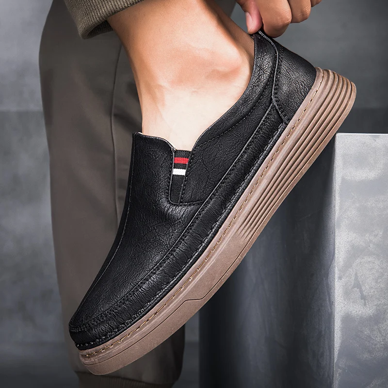 Spring Outdoor Oxford Shoes Comfortable Massage Soles Casual Shoes Men's Loafers High Quality Flat Sole Genuine Leather Shoes