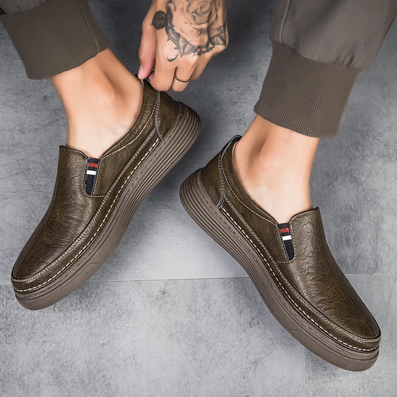 Spring Outdoor Oxford Shoes Comfortable Massage Soles Casual Shoes Men's Loafers High Quality Flat Sole Genuine Leather Shoes