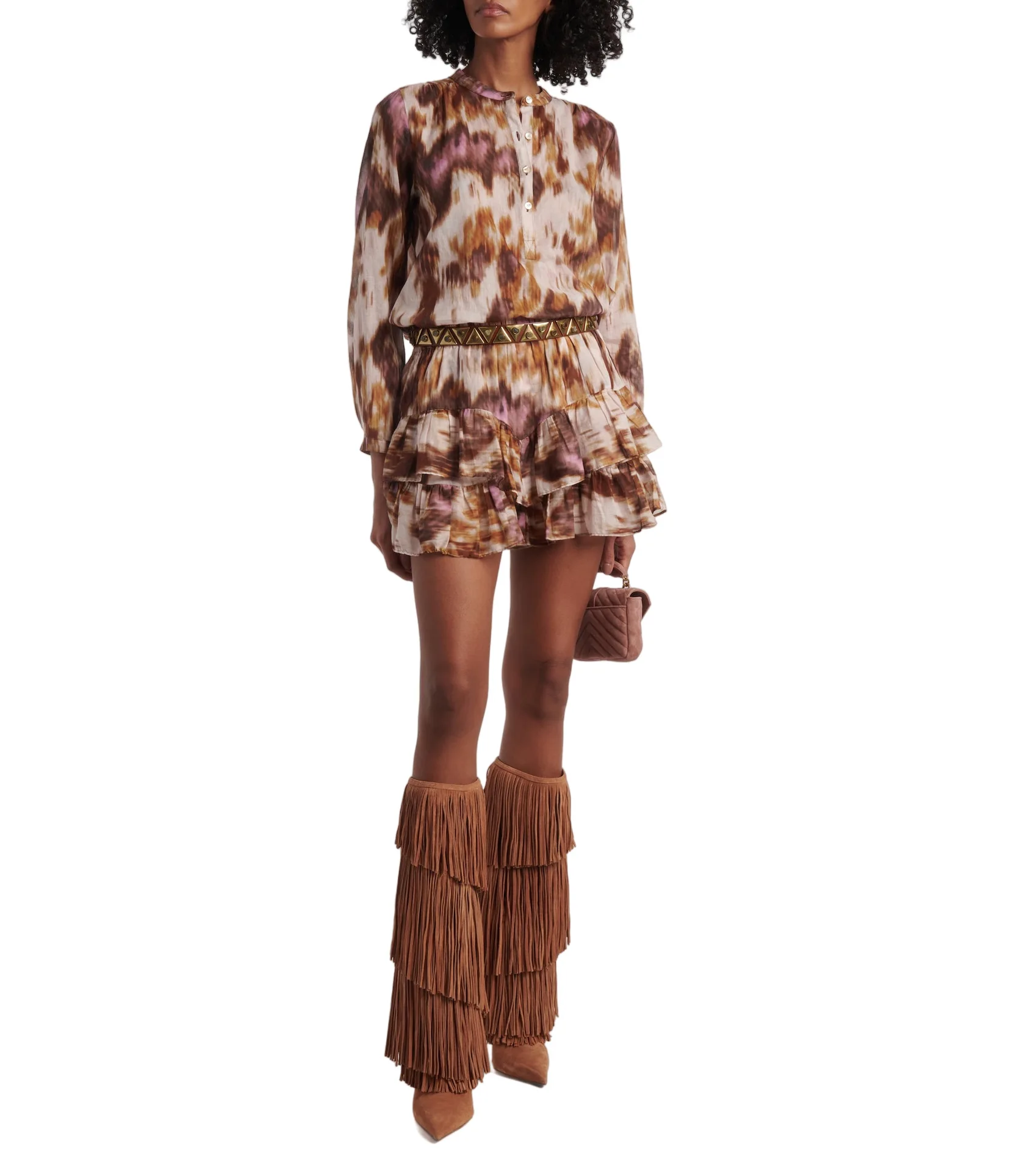 Women's Suede Fringe Knee High Boots Pointed Toe Stiletto Heels Pull On Western Cowboy Tall Boots Party Club Fashion Footwear