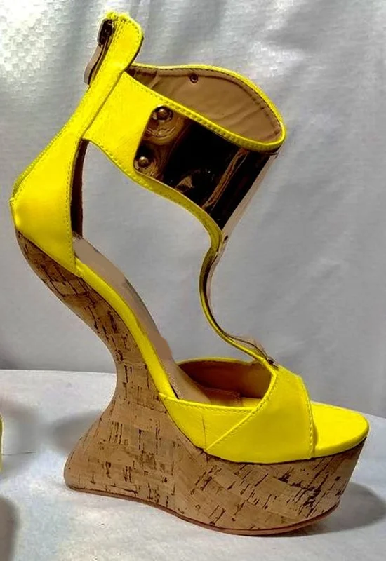 Platfrom Fretwork Wood Grain Leather Sandals Sexy Round Toe Size 35-48 Customized New Arrivals Fashion Women Modern Shoes