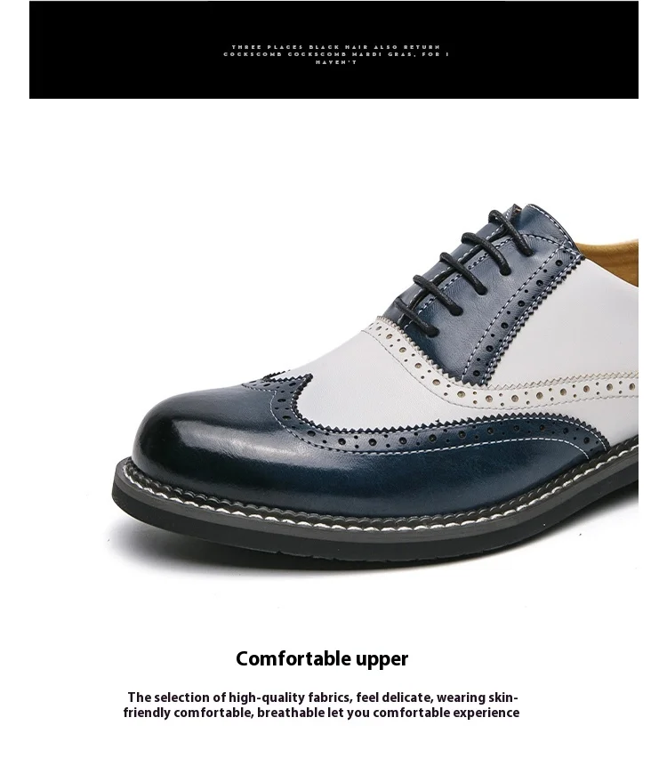 British Leather Shoes Men Match Color White Brown Leather Business Casual Brock Carved Retro Dress Shoes for Men