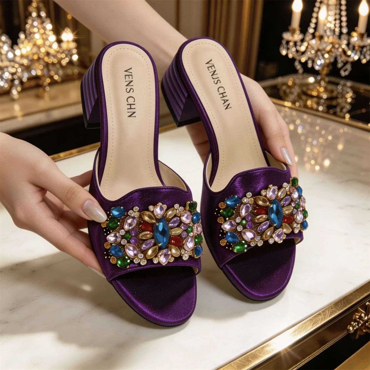 Italian Fashion Banquet Shoes and Bags African Women's Hand Bags with Rhinestone Decoration and Women's High Heels