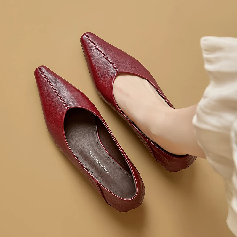 Women's Pointed Toe Mary Jane Shoes Nonslip Slipon Dress Shoes Women Fashion Commuter female Shoe for Spring and Autumn