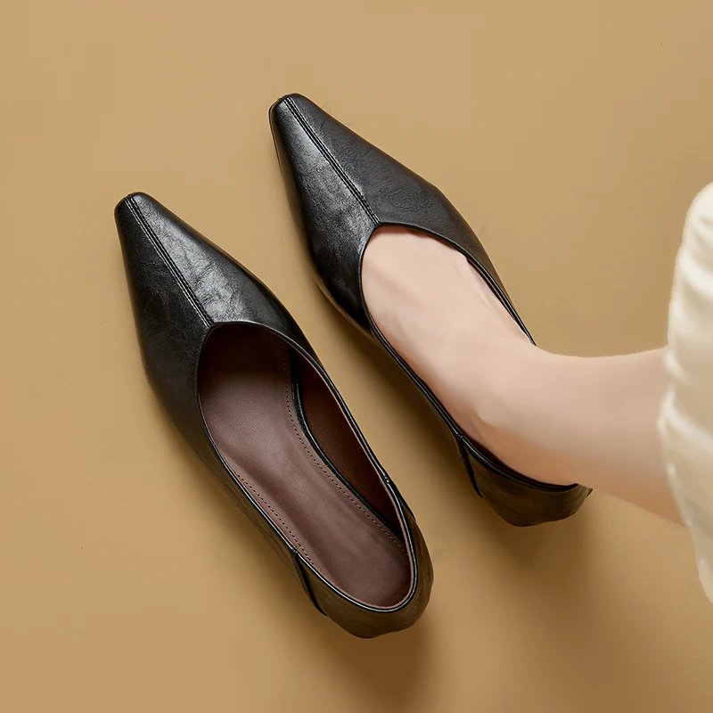 Women's Pointed Toe Mary Jane Shoes Nonslip Slipon Dress Shoes Women Fashion Commuter female Shoe for Spring and Autumn