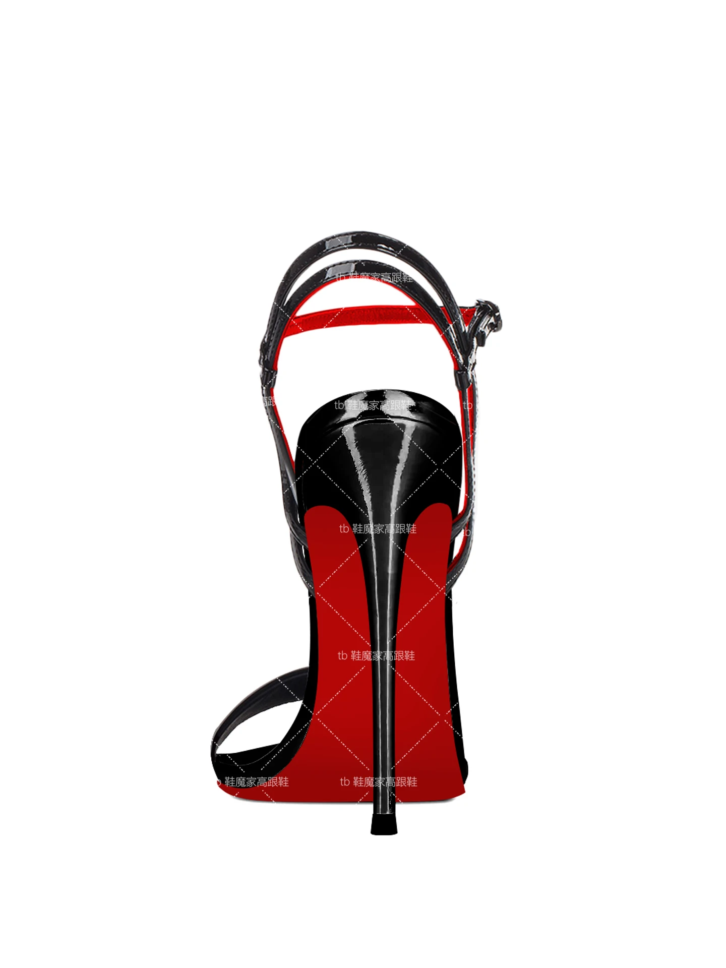 New 12cm Pointed Lace Up High-Heeled Shoes for Women, Black, Sexy, Straight Buckle Fashion, Plus Size Sandals