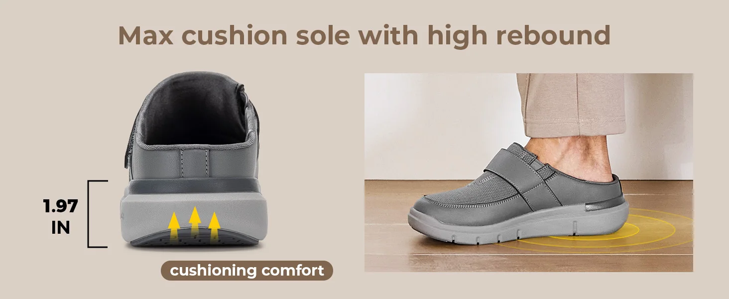 Fittington Wide Diabetic Slippers For Men Indoors Walking Diabetic Men's Shoes Slip-On Mules Clogs For Swollen Feet Adjustable