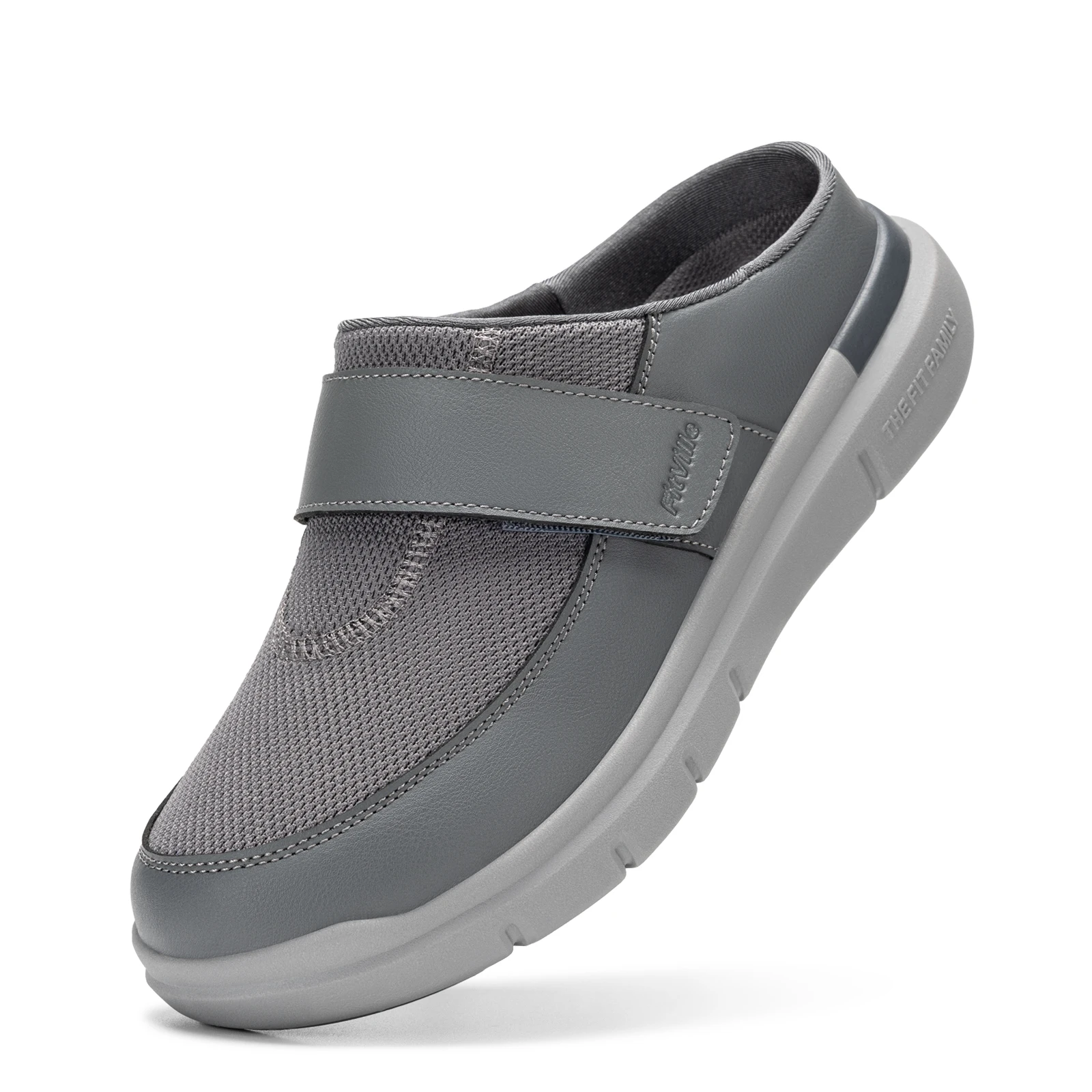 Fittington Wide Diabetic Slippers For Men Indoors Walking Diabetic Men's Shoes Slip-On Mules Clogs For Swollen Feet Adjustable