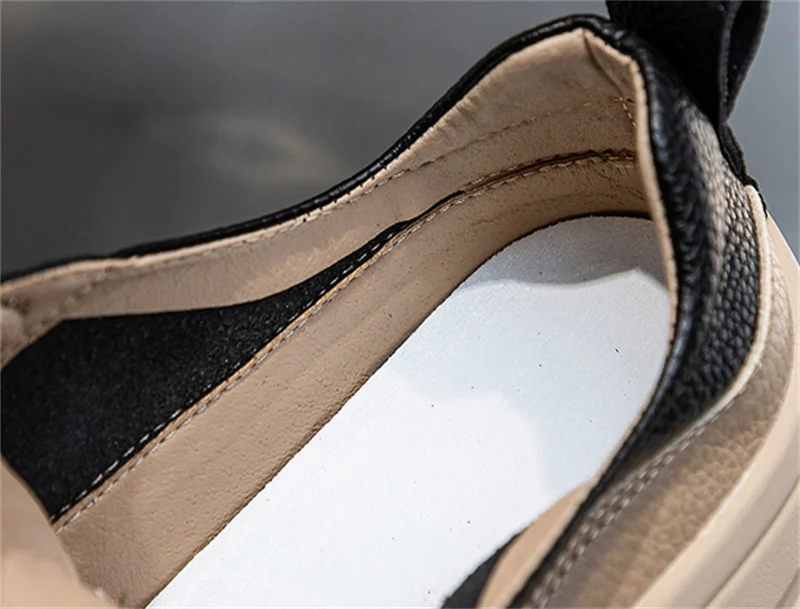 ZXRYXGS 2025 Cross Straps Genuine Leather Women's Vulcanized Shoes Women Sneakers Platform Shoes Increase Sneakers Large Size