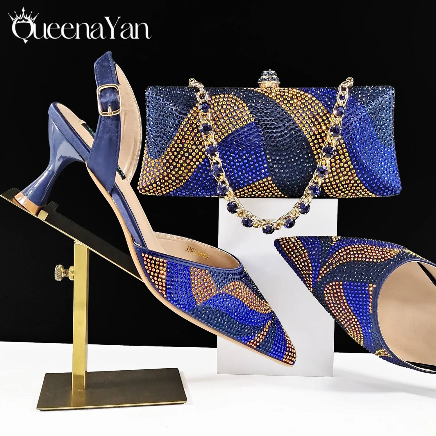Festive Elegance Spot Goods Dazzling Heels and Chic Long Bag Clutch Perfect Combination Of Shoes And Bag for Special Occasions