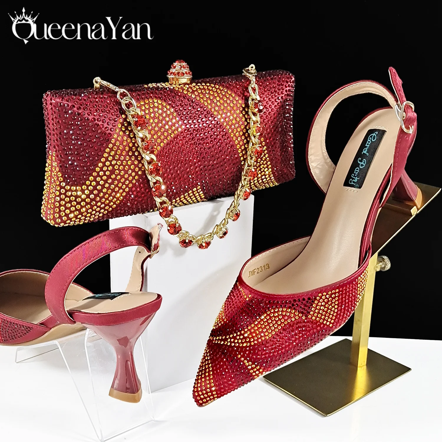 Festive Elegance Spot Goods Dazzling Heels and Chic Long Bag Clutch Perfect Combination Of Shoes And Bag for Special Occasions
