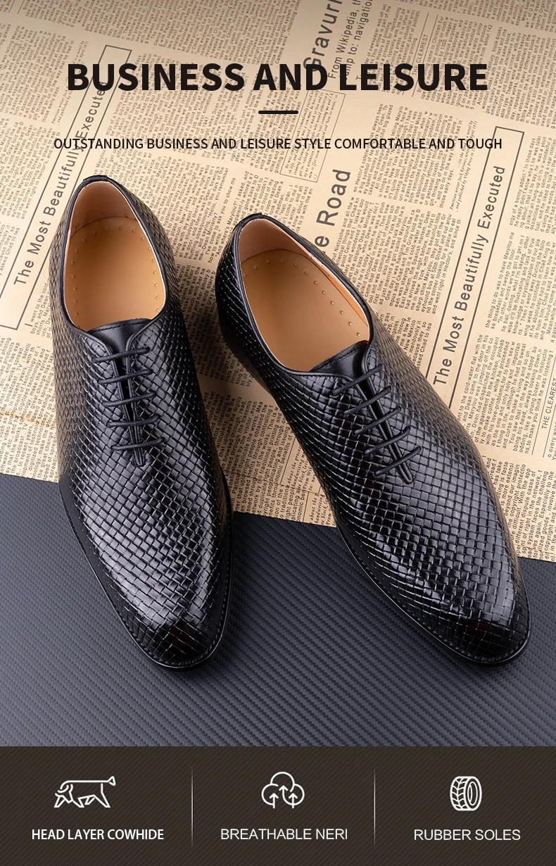 Men's Italian Oxford Pointed Toe Grid Pattern Dress Shoes Luxury Wedding | Chaussures Homme de Luxe | 명품신발 | Sapatos Masculinos