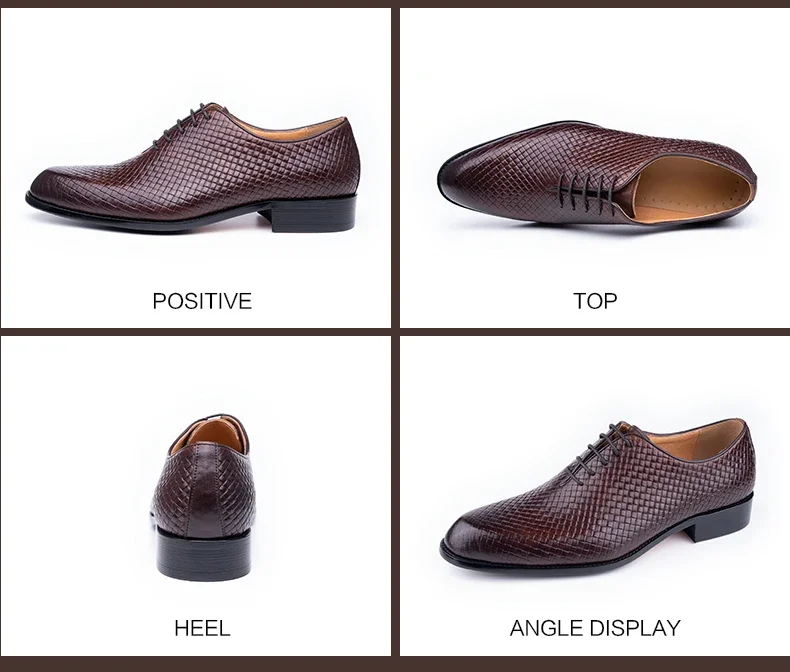 Men's Italian Oxford Pointed Toe Grid Pattern Dress Shoes Luxury Wedding | Chaussures Homme de Luxe | 명품신발 | Sapatos Masculinos