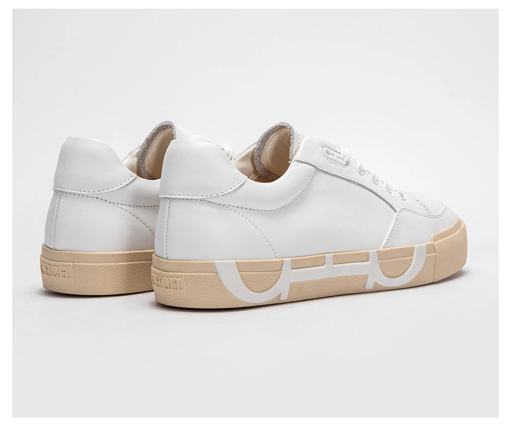 CHCH Women's Casual Shoes 2024 New Simple White Lace up Cow Leather Flat Shoes Comfortable Walking Shoes