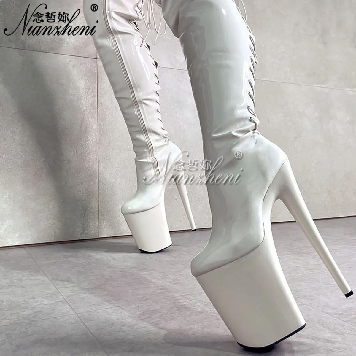 8Inch High Heels Lace Up Pole Dance Exotic Dancer Sexy gladiator Gothic 20cm Stiletto Heels Lace Up Over The Knee Boots Platform