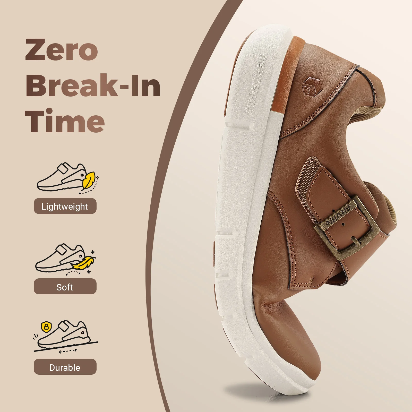 FitVille Men's Leather Shoes Wide Shoes for Swollen Feet Men's Diabetic Walking Shoes for Outdoor Business Walking Shoe