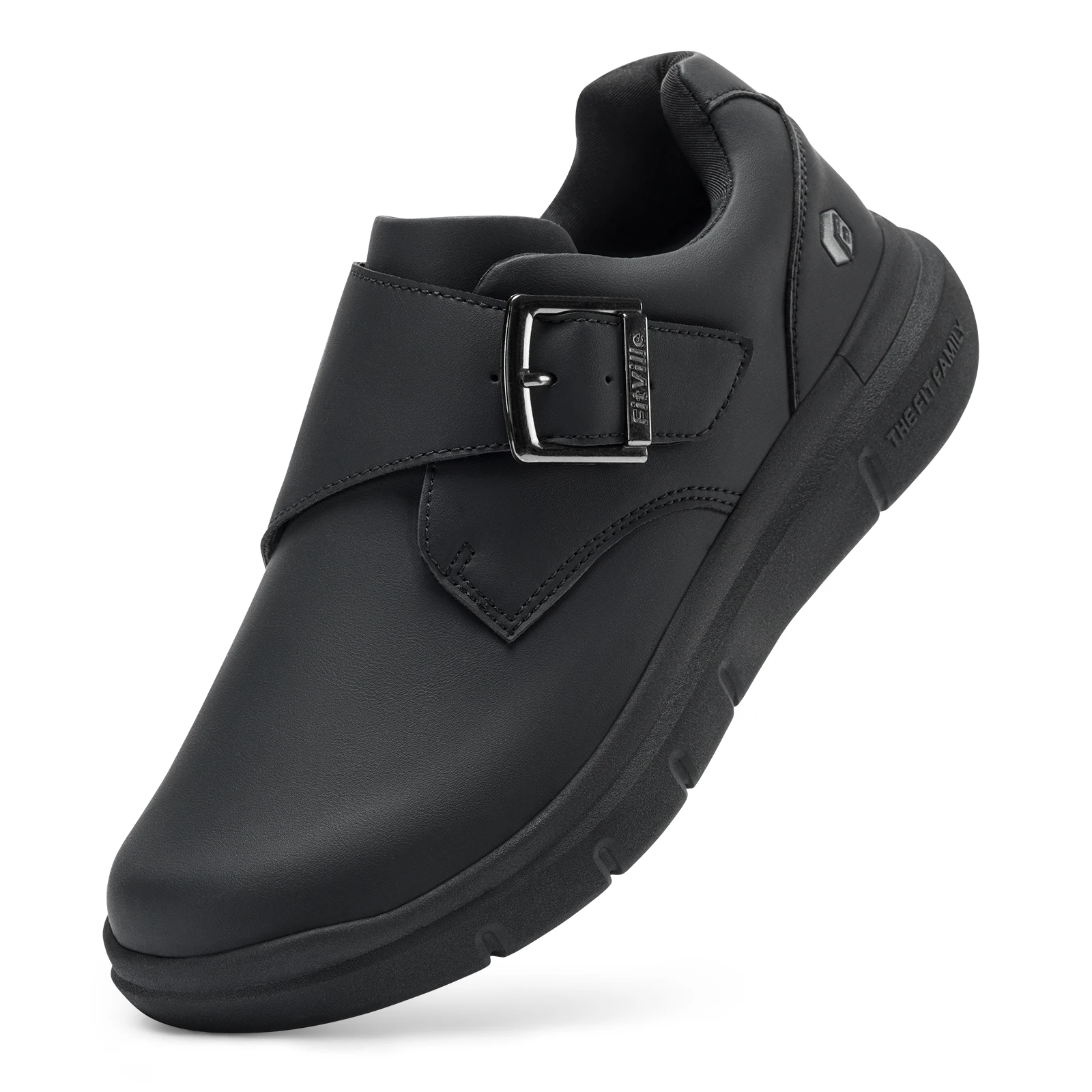 FitVille Men's Leather Shoes Wide Shoes for Swollen Feet Men's Diabetic Walking Shoes for Outdoor Business Walking Shoe