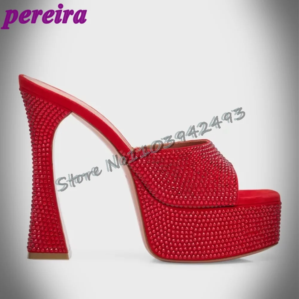 Black Velvet Platform Sandals Square Chunky Heels Women's High Heel Shoes for Party Wedding Female Dress Shoe Platform Sandals w