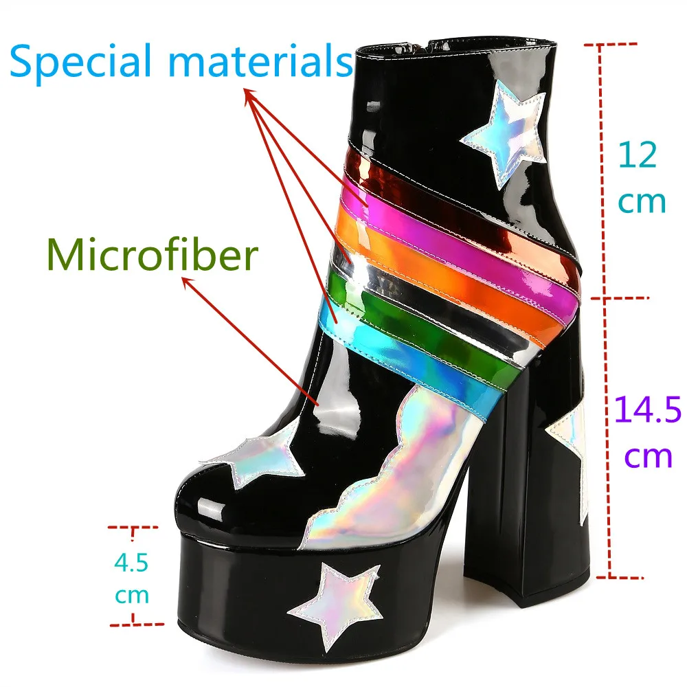 【JOCHEBED HU】Rainbow Super High Platform Short Boots for Women Sky Clouds Thick Bottom Leather Long Designer Zipper Sexy 36-43