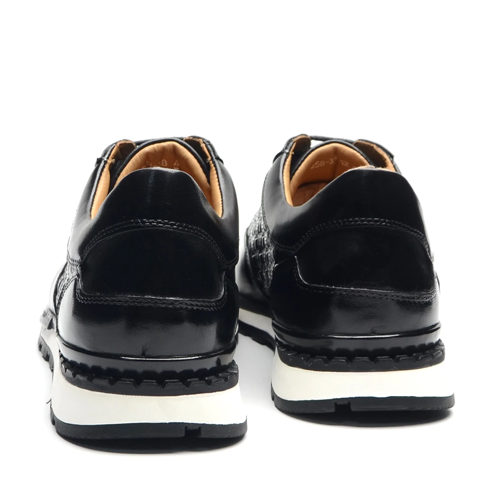 Luxury Autumn Winter Men's Leather Oxford Shoes Plaid Pattern Natural Genuine Leather Lace-up Sneakers Business Casual Shoes